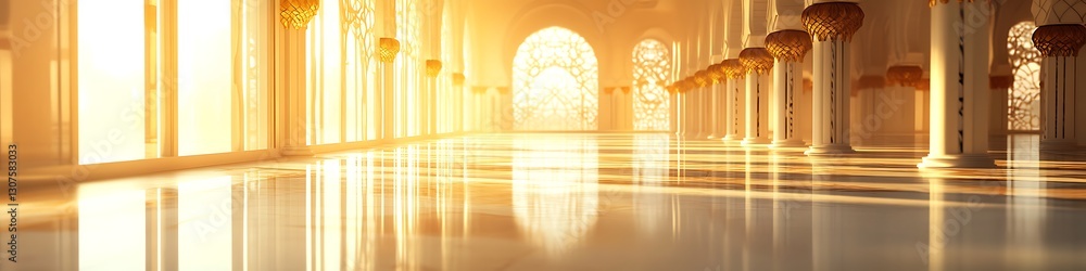 Poster grand hallway: a mesmerizing perspective of a grand hallway with rows of elegant columns and archway