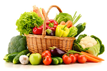 Fresh Vegetables in Wicker Basket &ndash; Colorful Still Life