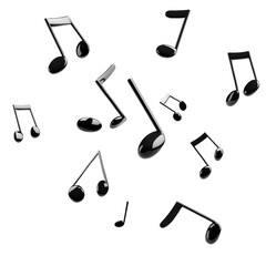 Musical notes floating in air create lively atmosphere of sound and rhythm