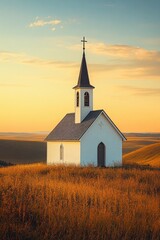 Fototapeta premium White church in field