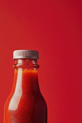 Ketchup Bottle on Red Background