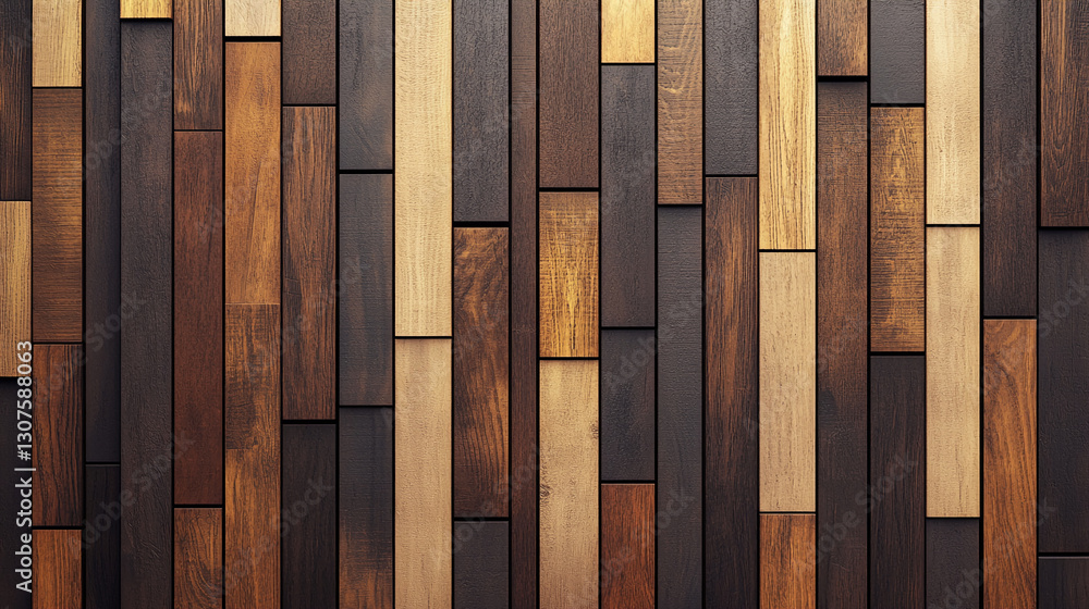 Aufkleber rectangular brown wooden planks of varying shades and widths arranged vertically, creating a texture
