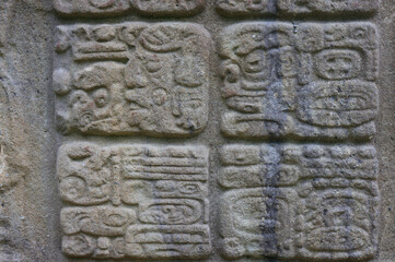 Detail of a Mayan stele at the Quirigua site, Guatemala