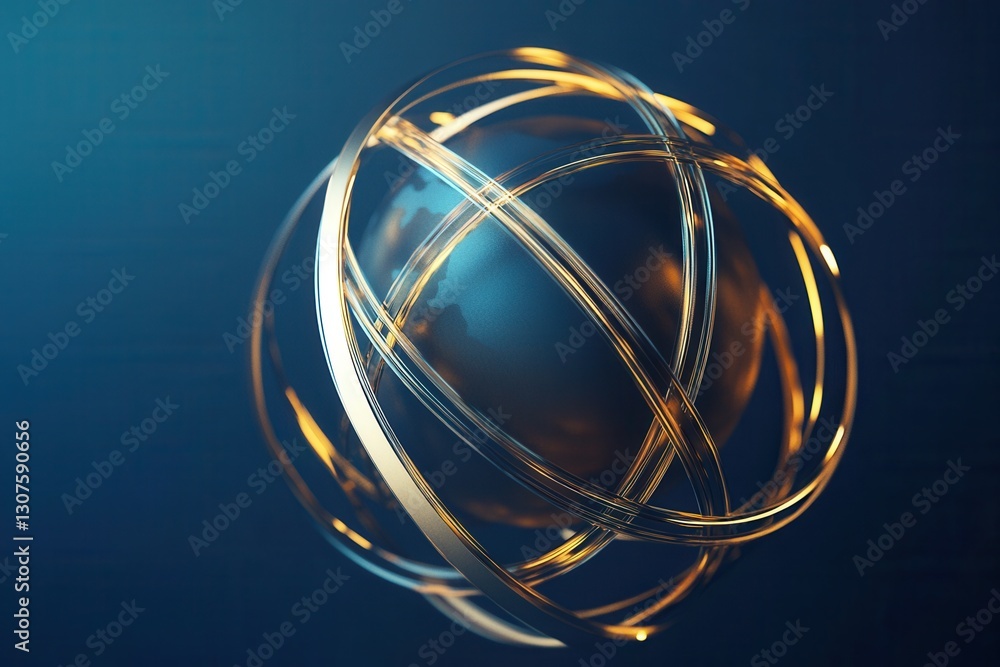 Aufkleber modern abstract design featuring a stylized globe with glowing lines illustrating international conn