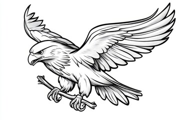 Obraz premium A minimalist line drawing of an eagleâ€™s sharp talons clutching a branch