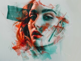 Concentrating on digital art creation with a graphic tablet in a vibrant atmosphere