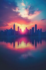 Obraz premium City Skyline Sunset