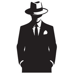 Silhouette of a Stern Gangster Man with Classy Look