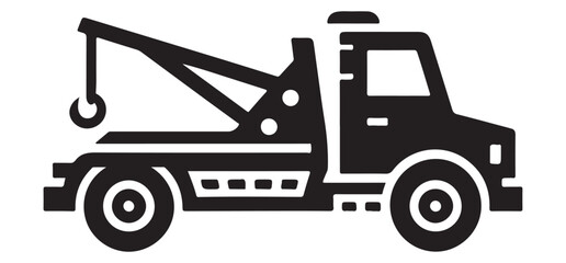 Black Tow Truck Silhouette Illustration for Emergency Roadside Assistance