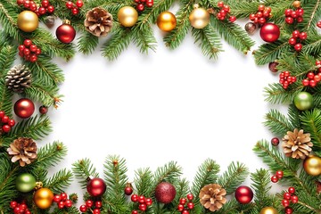 Christmas wreath with pine cones and ornaments