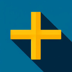 Obraz premium Flat vector illustration of the Sweden flag, bold yellow Nordic cross on a blue background, clean and modern.