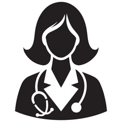 Expert Female Doctor Silhouette Healthcare Worker Professional Expertise