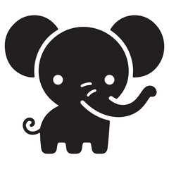 Silhouette of a cute baby elephant vector illustration