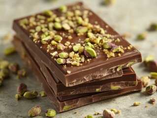 Pistachio and nut topped chocolate bar