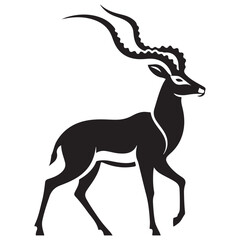 African Sable Antelope Walking Vector Illustration a Silhouette Image