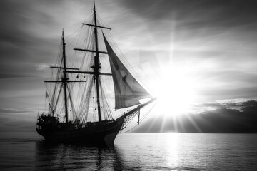 Fototapeta premium Sailboat on calm ocean