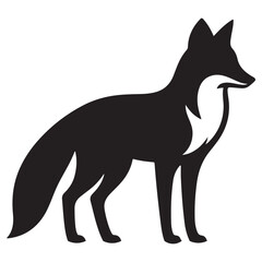 Simple Black Fox Silhouette Vector Image Wild Animal Illustration