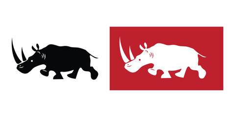 A rhino silhouette vector isolated on white