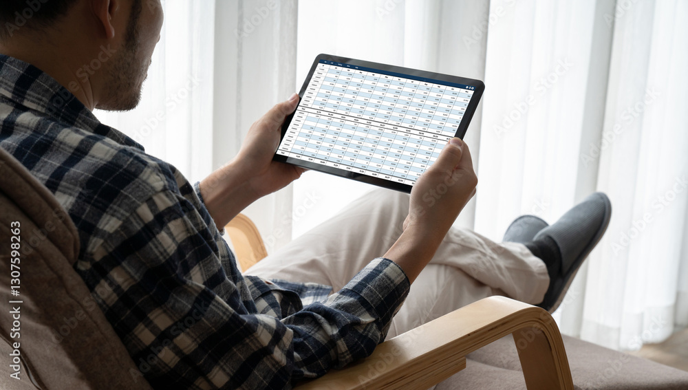 Poster accounting software on computer screen showing financial statement spreadsheets and account balance 