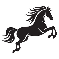 Black Horse Prancing Silhouette Vector Graphic Resource for Designers