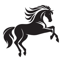 Majestic Black Horse Rearing Silhouette Vector Art for Graphic Design