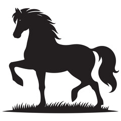 Elegant Horse Silhouette Standing Gracefully on Grass Vector Illustration Art
