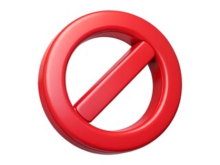 3D Rendered Red Prohibition Symbol Isolated on White