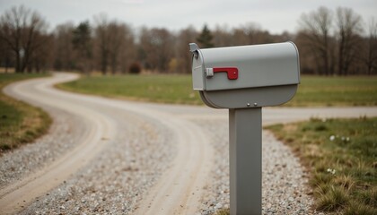 A postal gray mailbox by the road