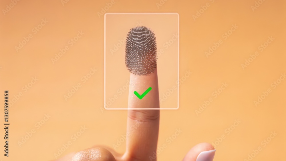 Poster phishing protection and fraud cybersecurity, a digital fingerprint scan used for user identity verif