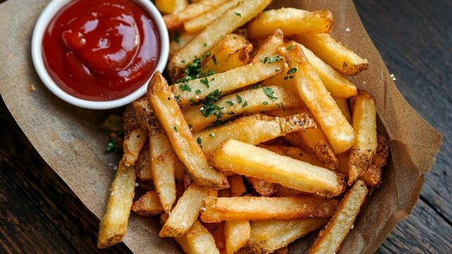 French fries with ketchup potato fry fast food