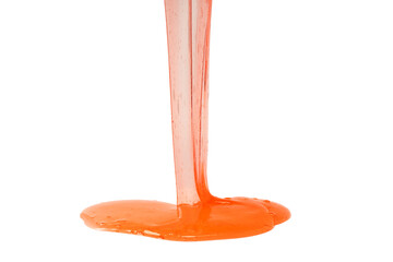 Red slime toy isolated on a white background.