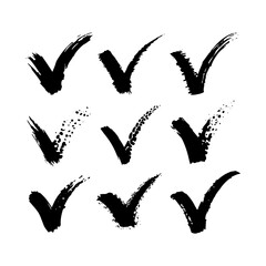 A set of hand-drawn check marks created with rough brush strokes. The expressive, grunge style adds a dynamic and raw touch, perfect for creative and artistic designs.