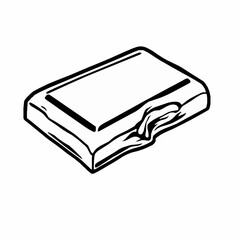  black outline vector of a chocolate bar with a bitten-off corner and smooth texture