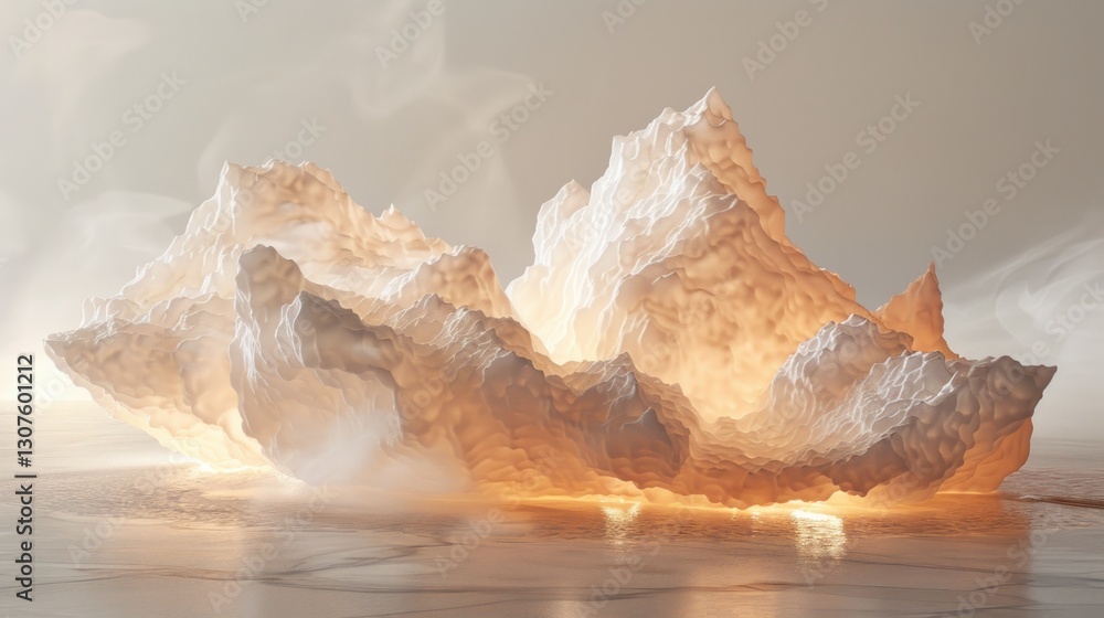 Poster a surreal watercolor composition features soft washes of color forming a cloud-like effect with airy
