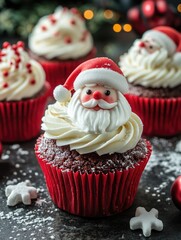Close-up of cupcakes with frosting