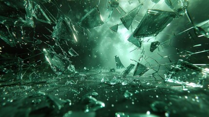 A shattered time mirror distorts reality, bending light through its captivating glass fractures