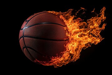 Fototapeta premium Fiery Basketball: A Dynamic Blaze of Orange and Brown