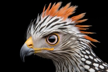 Fototapeta premium A side profile of a red-tailed hawk with sharp details highlighting its beak and feathers