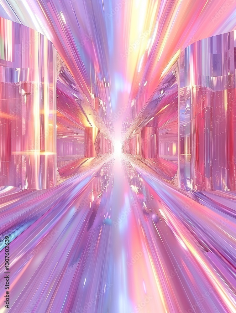 Poster pastel hues blend with digital distortion effects creating an abstract environment of soft lighting 