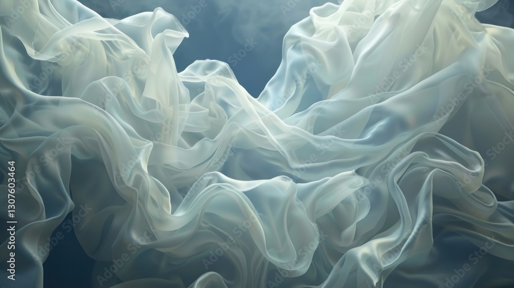 Aufkleber satin fabric flows gently, illuminated by soft light, creating an ethereal, cloud-like effect