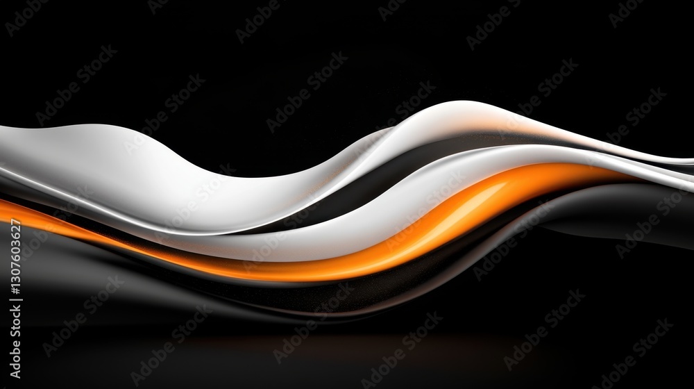 Poster a striking minimalist composition with crisp white lines and streaks of light gold on a matte black 