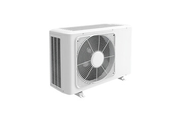 Fototapeta premium White outdoor air conditioning unit with fan