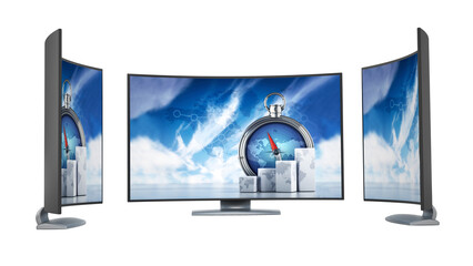 Curved new generation TV on transparent background