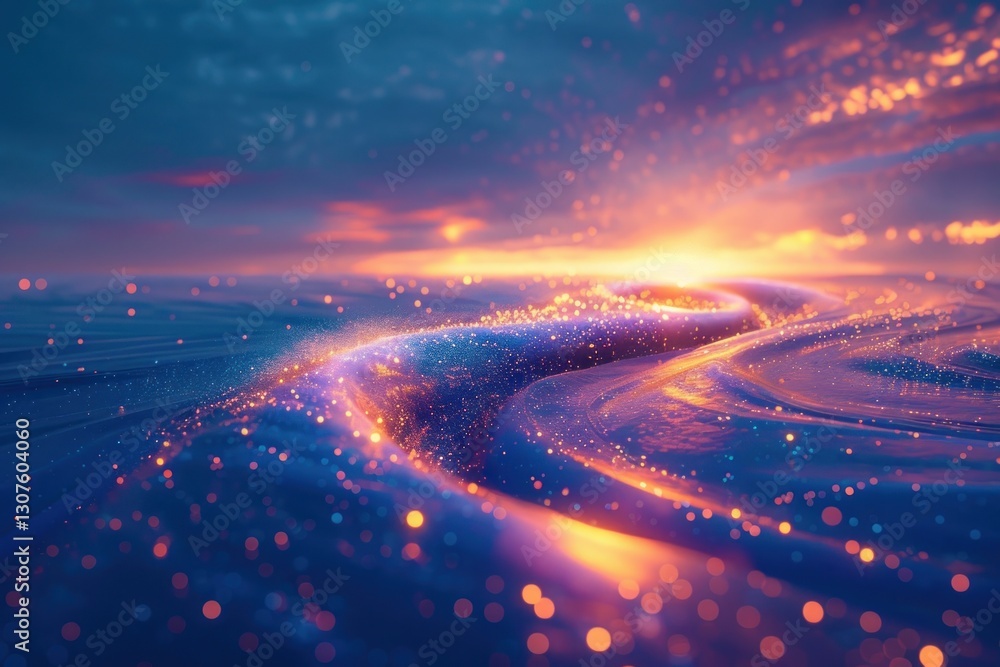 Poster a fluid, surreal swirl of colors creates organic movement in a dreamlike twilight setting with diffu
