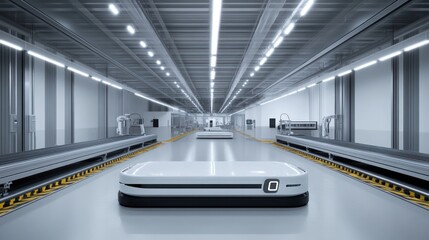 Fototapeta premium Automated conveyor belt system in a modern factory