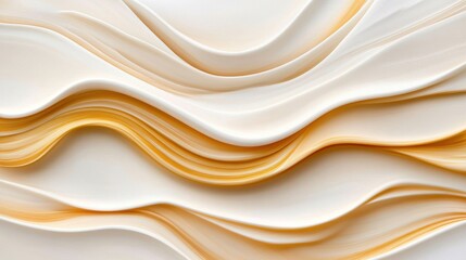 Obraz premium A wave with a yellow and white color scheme. The wave appears to be flowing and has a sense of movement. The painting evokes a feeling of calmness and serenity