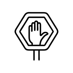 Obraz premium Stop sign icon with hand gesture on white background