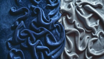 Deep Blue Shimmering Velvet Fabric