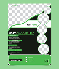 Corporate business flyer template design set with green , white  and black  color. marketing, business proposal, promotion, advertise, publication, cover page. new digital marketing flyer set.