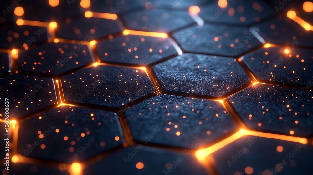 Wall mural glowing hexagon network abstract background. ai generated